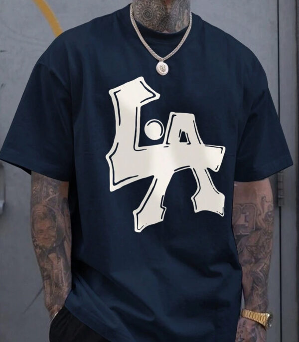 Navy Blue Oversize T-Shirt, Graphic Printed Oversize Tshirt