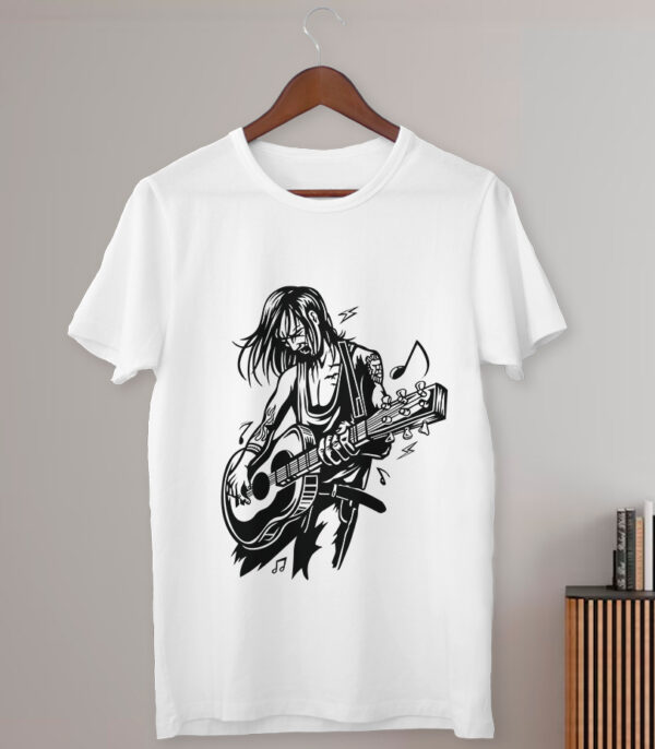 Guitar Player T-Shirt, Minimalist Guitar Player Design