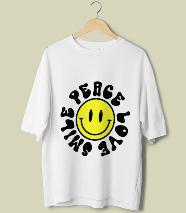 Peace Love Smile Tee, Spread Love and Peace with Oversize T-shirt