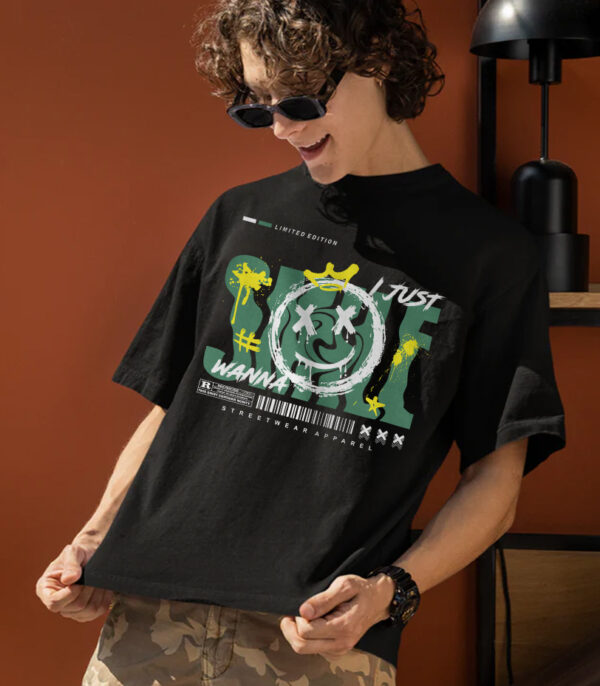 Just Wanna Smile T-shirt, Distressed Graphic Tee