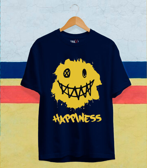 Graffiti Printed T-Shirt, Urban Streetwear T-shirt, Smiley Face T-Shirt