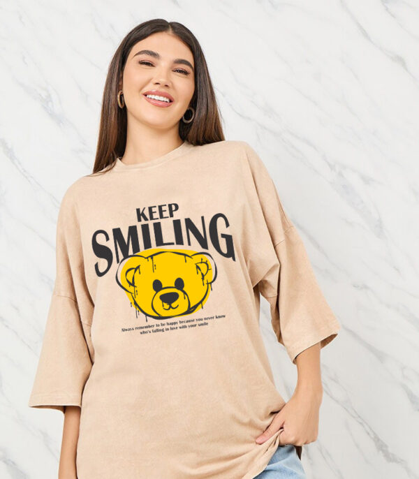 Cute Bear Graphic Tee, Happy T-shirt