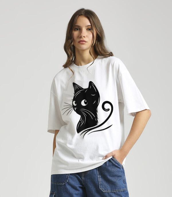 Black Cat Tee, Kitty Cat Oversize T-shirt
