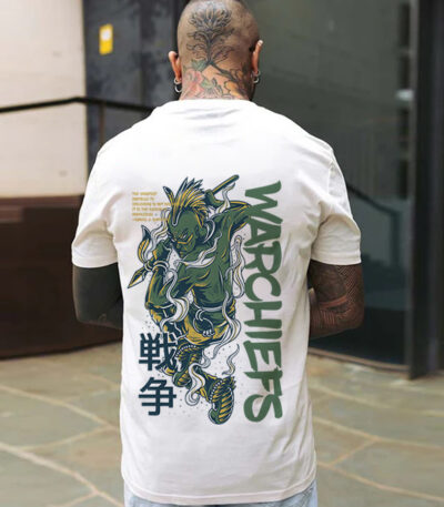WarChieft Graphic Printed Oversize Tshirt, White Graphic Oversize T-Shirt, oversized tshirt women, oversized tshirt for women, anime oversized t-shirt for men, styling oversized tshirt, White Oversize Tshirt