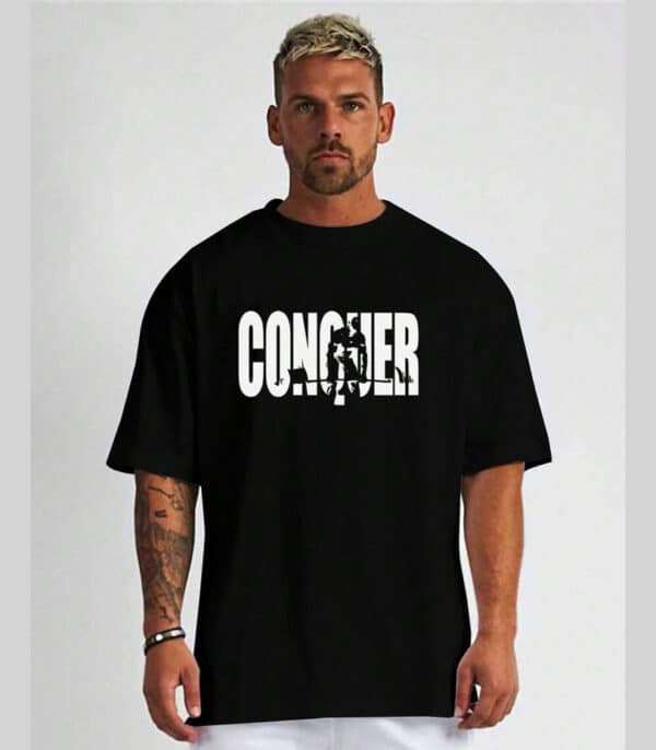 Printed Black Oversized tshirt