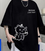 Dino Love Oversize Tshirt, Cute Black Oversize T-Shirt