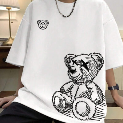 Taddy Printed Oversize Tshirt, White Graphic Oversize T-Shirt