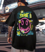 Graffiti Oversize Black Tshirt, Graphic Printed Oversize T-Shirt