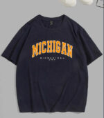 Navy Blue Graphic Printed Oversize Tshirt, Navy Oversize T-Shirt