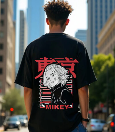 Mikey Oversized T-Shirt, Tokyo Revenger Anime T-Shirt, Black Anime Oversize T-Shirt