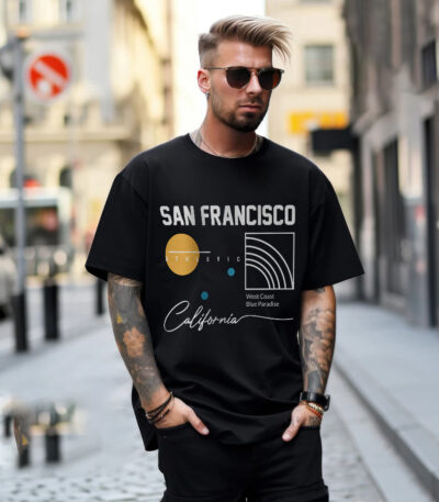 Black Urban Oversized T-shirt, Graphic Printed Oversize T-shirt, California T-Shirt