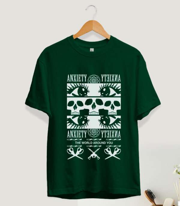 Anxiety T-Shirt, Dark Thoughts, Dark Design T-shirt, Urban Tshirt, Dark Green