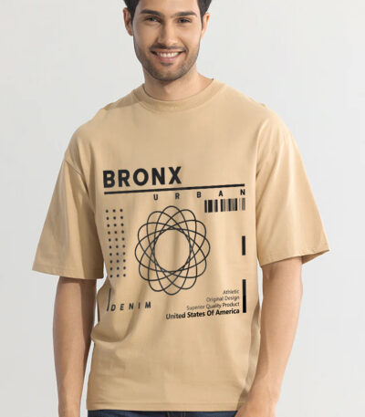 Beige Printed Oversize T-Shirt, Urban Streetstyle Oversize Tee, Graphic T-Shirt