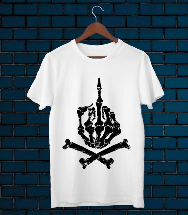 Skeleton Middle Finger T-Shirt, Skull T-Shirt