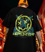 Happy Inside T-shirt, Smiley Face Graphic oversize T-shirt
